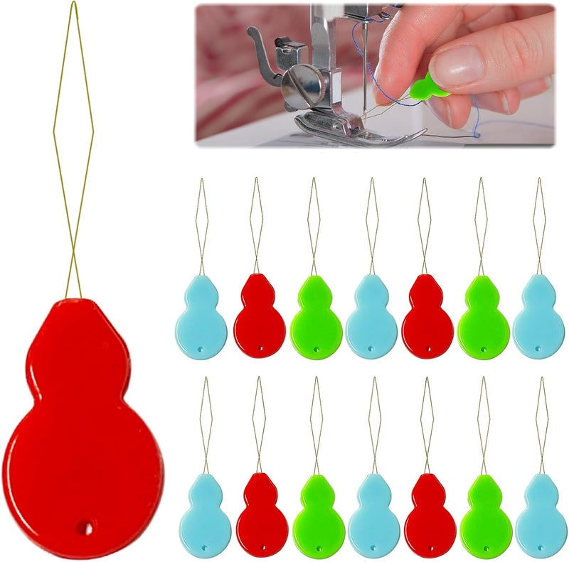 FJW Store Needle Threaders, Plastic Needle Threaders for Hand Sewing, Gourd Shaped Sewing Machine Needle Threaders with Clear Box, Threader for Small Eye Needles, Embroidery, DIY Arts, 30 PCS - Image 1